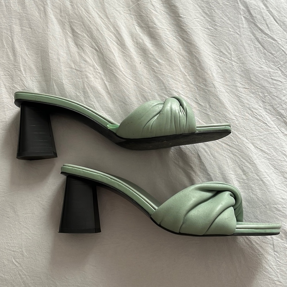 Zara knot blue block heel sandals